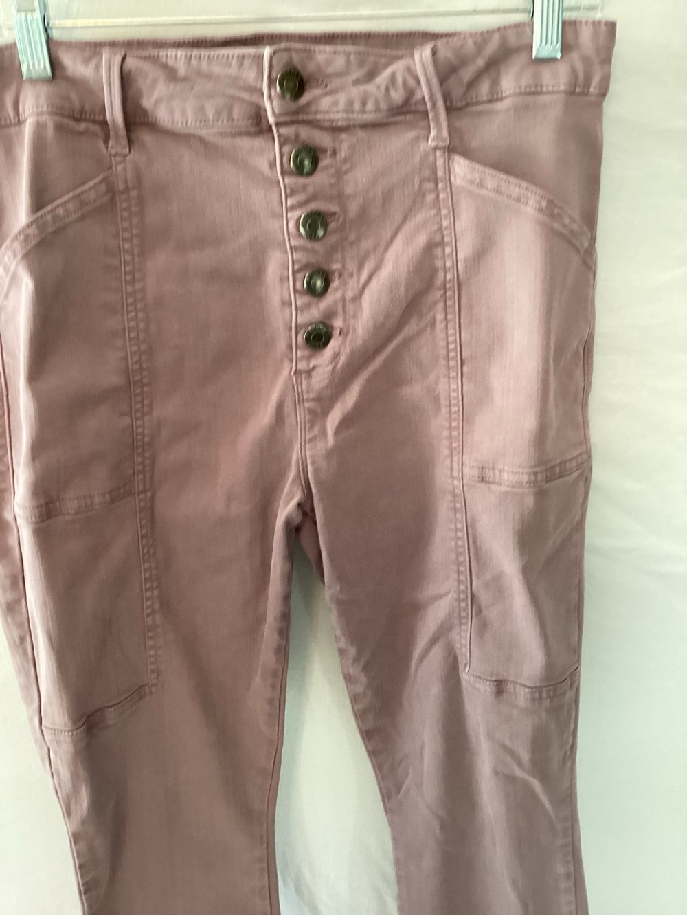 pistola High-Rise Button-Front Jeans in Dusty Mauve
